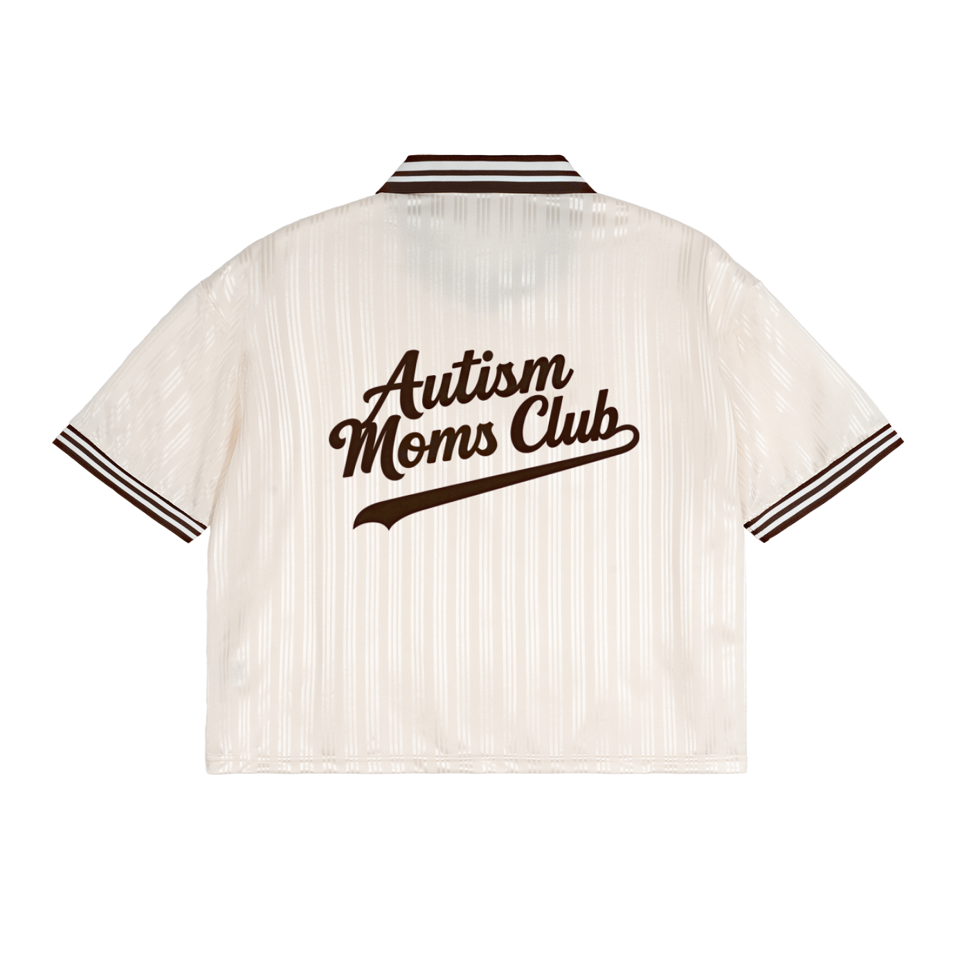 Contrast striped polo collar Autism Moms club shirt