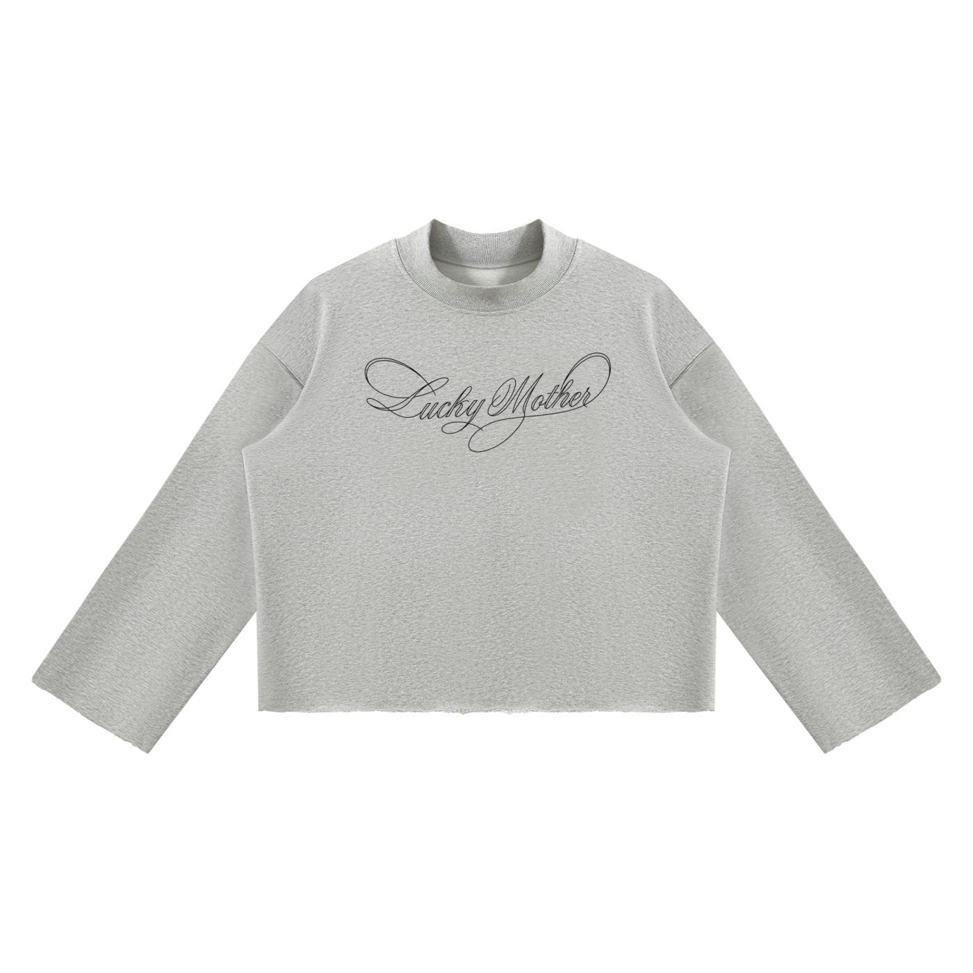 Lucky Mother Mock Neck Raw Edge Boxy Sweatshirt
