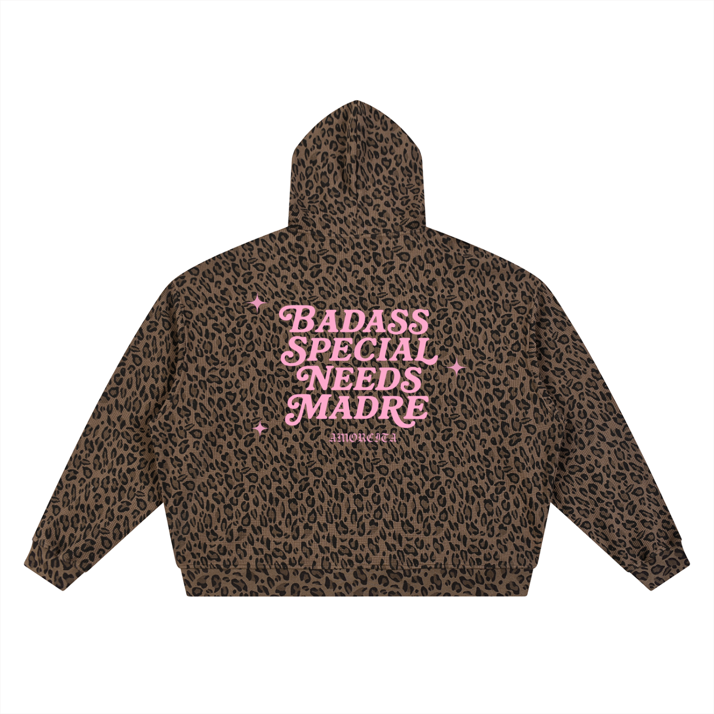 Badass Special Needs Madre Leopard Print Waffle Full Zip Hoodie