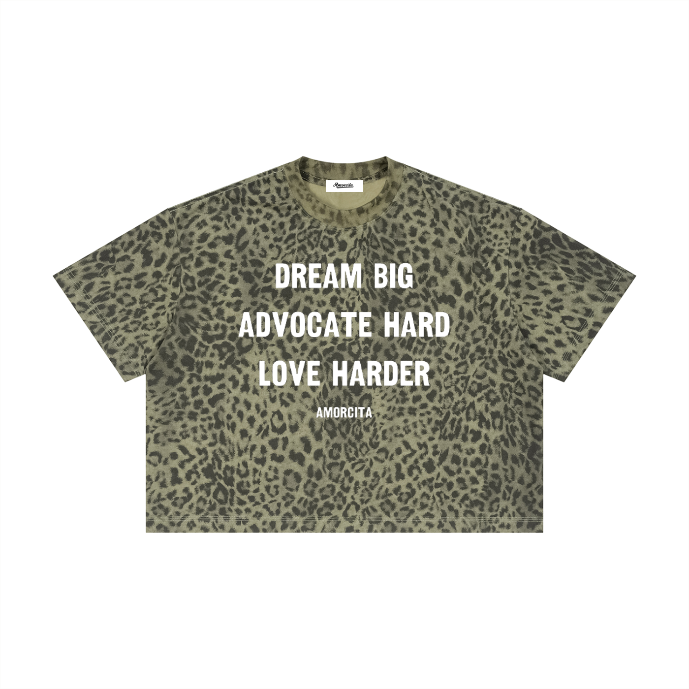 Dream Big Leopard Print Boxy T-Shirt