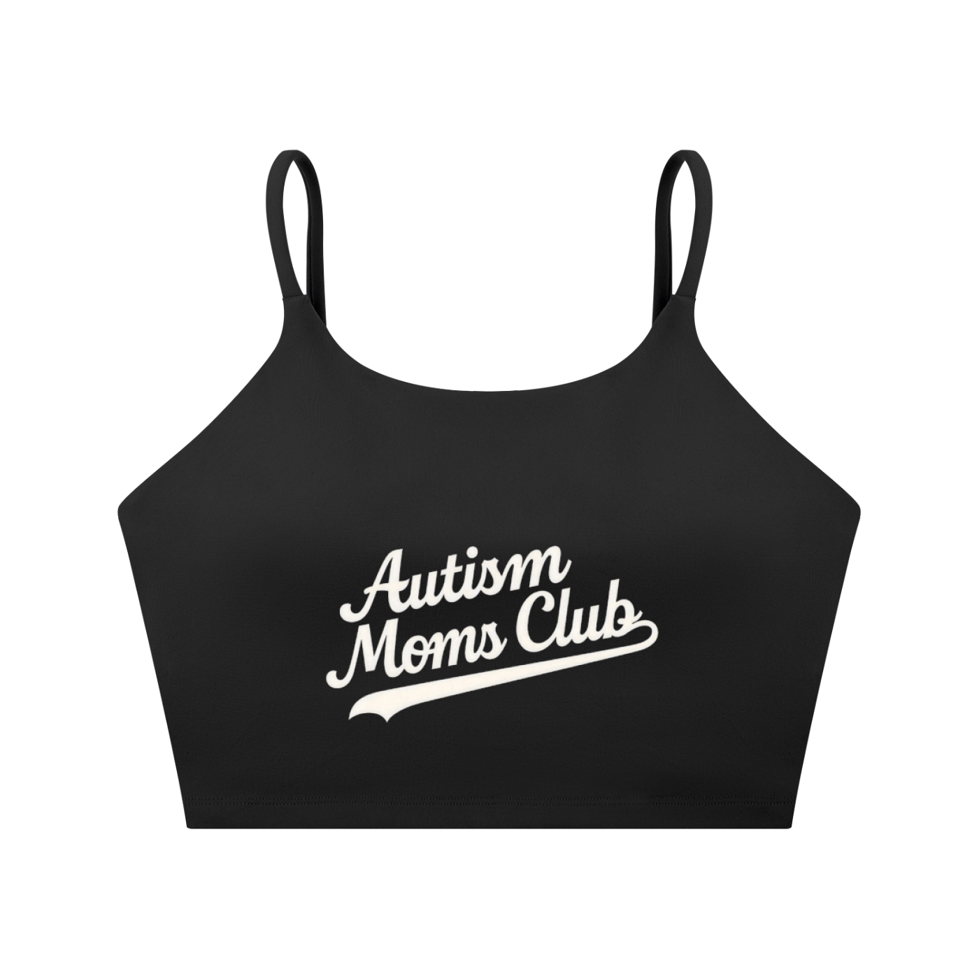 Spaghetti strap autism moms club mid torso sports bra