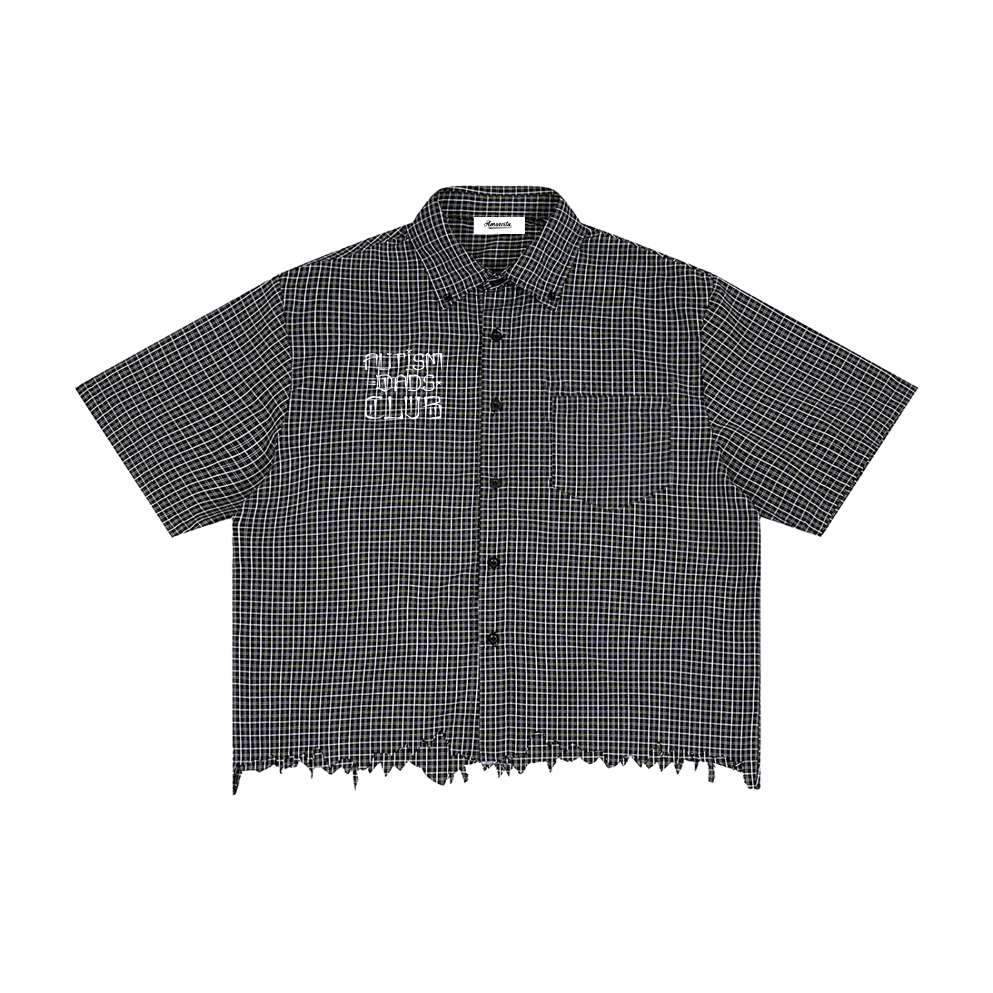Cali autism dad Distressed Plaid Boxy Shirt