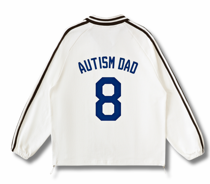 Contrast Striped Autism Dad Baseball Sweatshirt