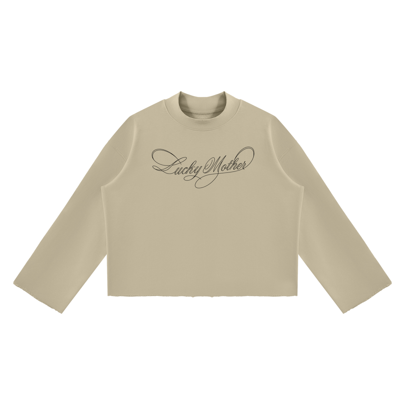 Lucky Mother Mock Neck Raw Edge Boxy Sweatshirt