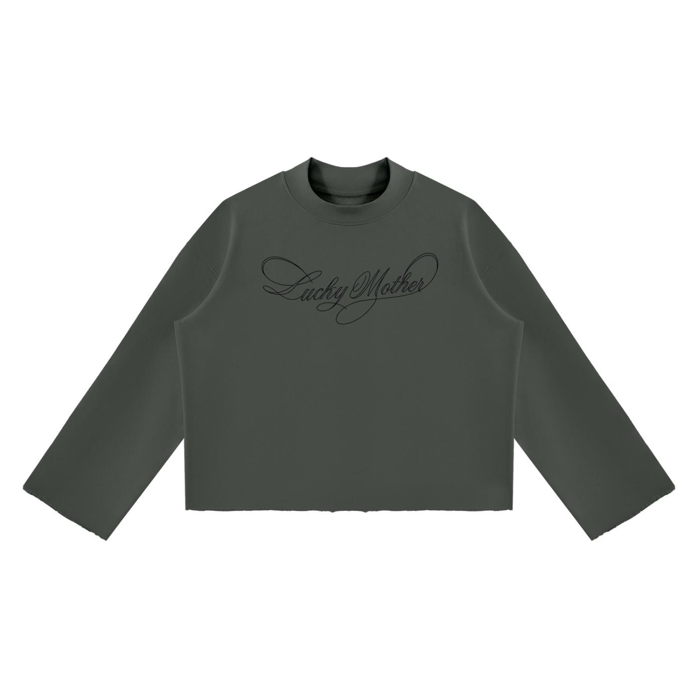Lucky Mother Mock Neck Raw Edge Boxy Sweatshirt