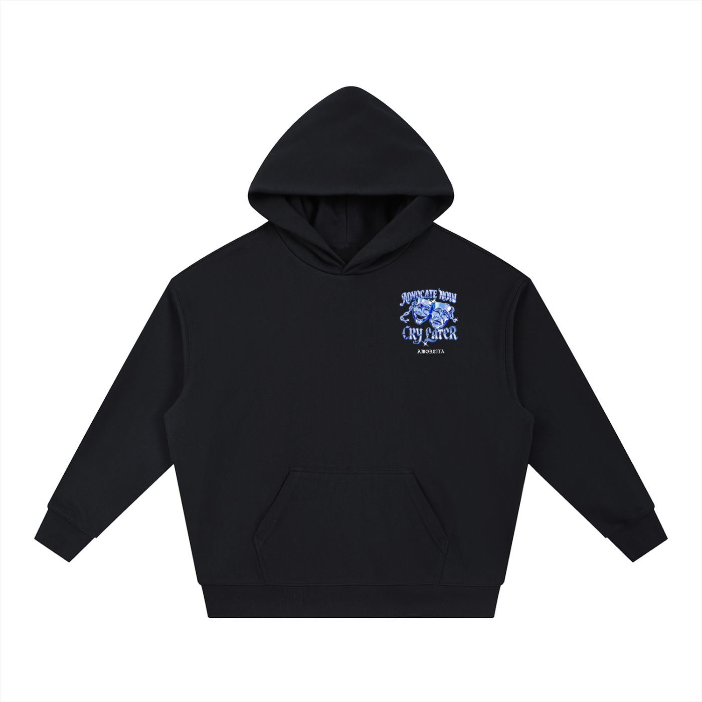 Chrome Advocate now cry later boxy drop shoulder hoodie