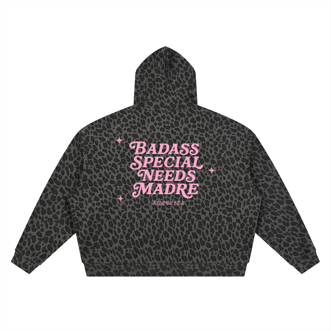 Badass Special Needs Madre Leopard Print Waffle Full Zip Hoodie